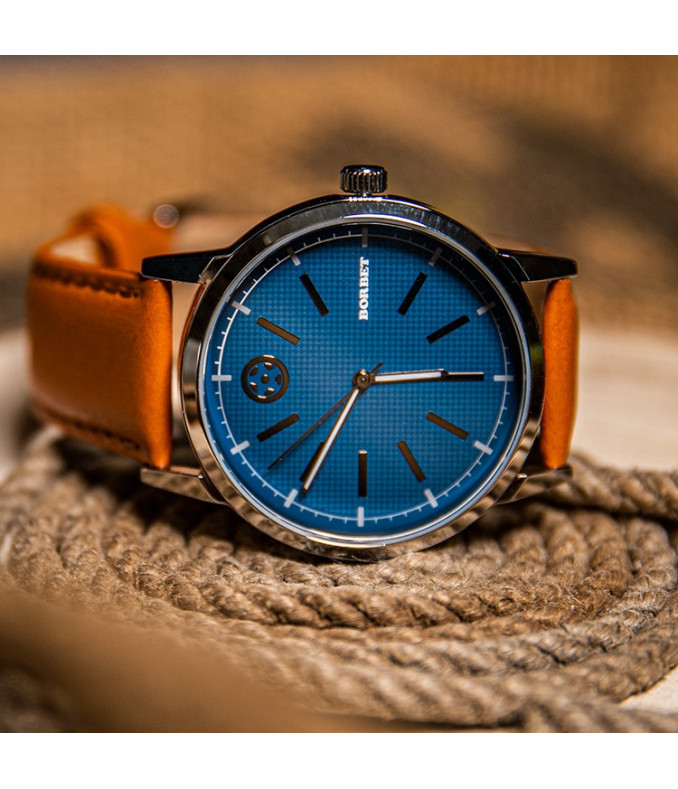 BORBET Wrist watch / strap leather/face blue